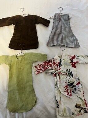Lot Of  Vintage Home Made Dolls Clothing With Hanger . Made By Designer. Unique!